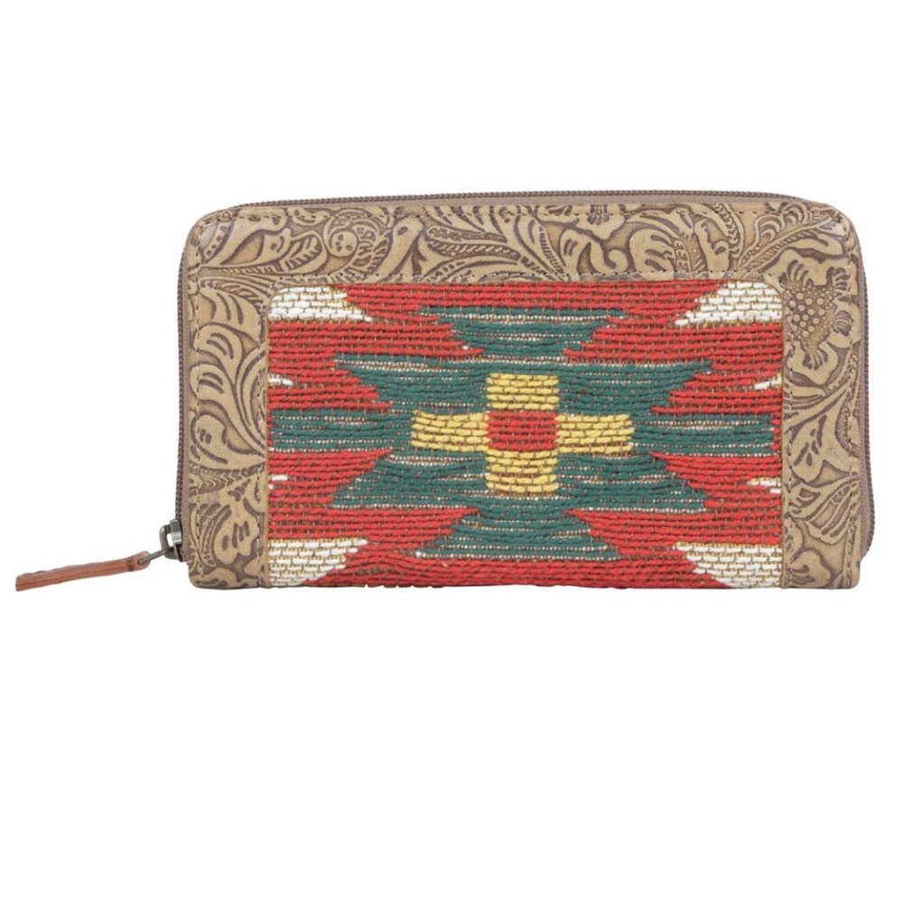 Myra Women’s full size wallet. Tooled Leather, Hairon. Western wallet. NWT